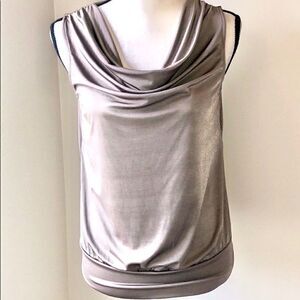 The Limited sleeveless cowlneck taupe top size S